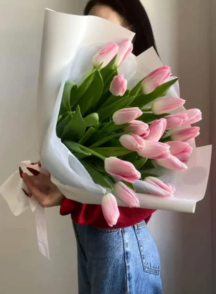 21 розовый тюльпан