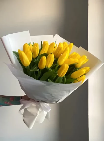25 желтых тюльпанов